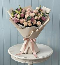 Букет бодрость в Новодмитриевской Букет цветов из:  Розы и Лизиантусы в Новодмитриевской