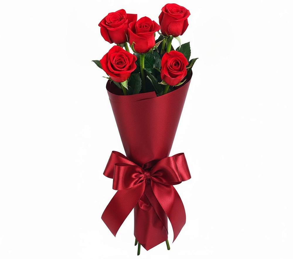 5 Красных роз Эдлесс Лав в Новодмитриевской Букет 5 Красных роз Эдлесс Лав в Новодмитриевской