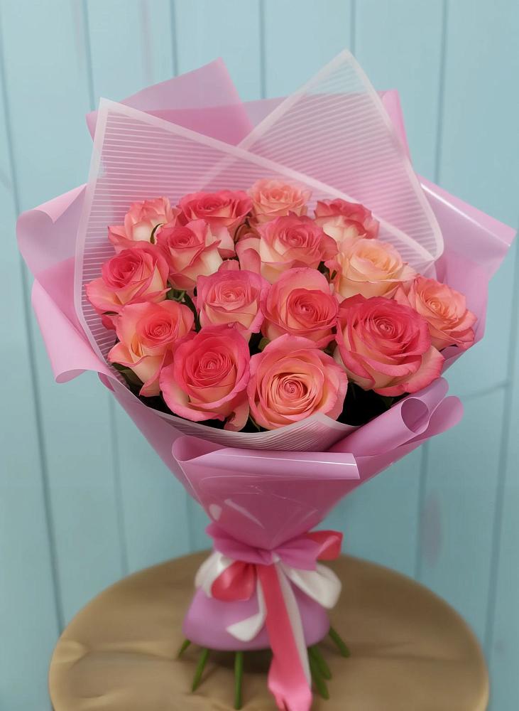 15 Розовых роз Равель в Новодмитриевской Букет 15 Розовых роз Равель в Новодмитриевской
