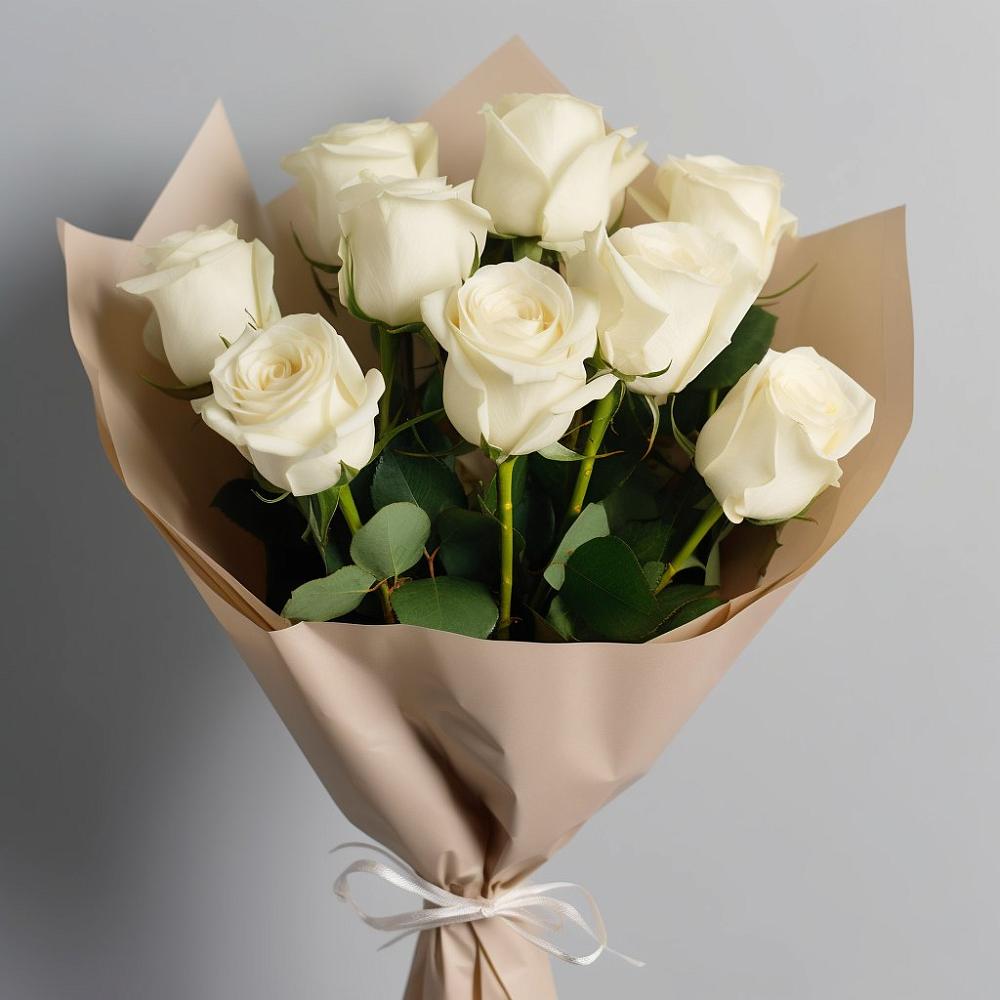 9 Белых роз Эдлесс Лав в Новодмитриевской Букет 9 Белых роз Эдлесс Лав в Новодмитриевской