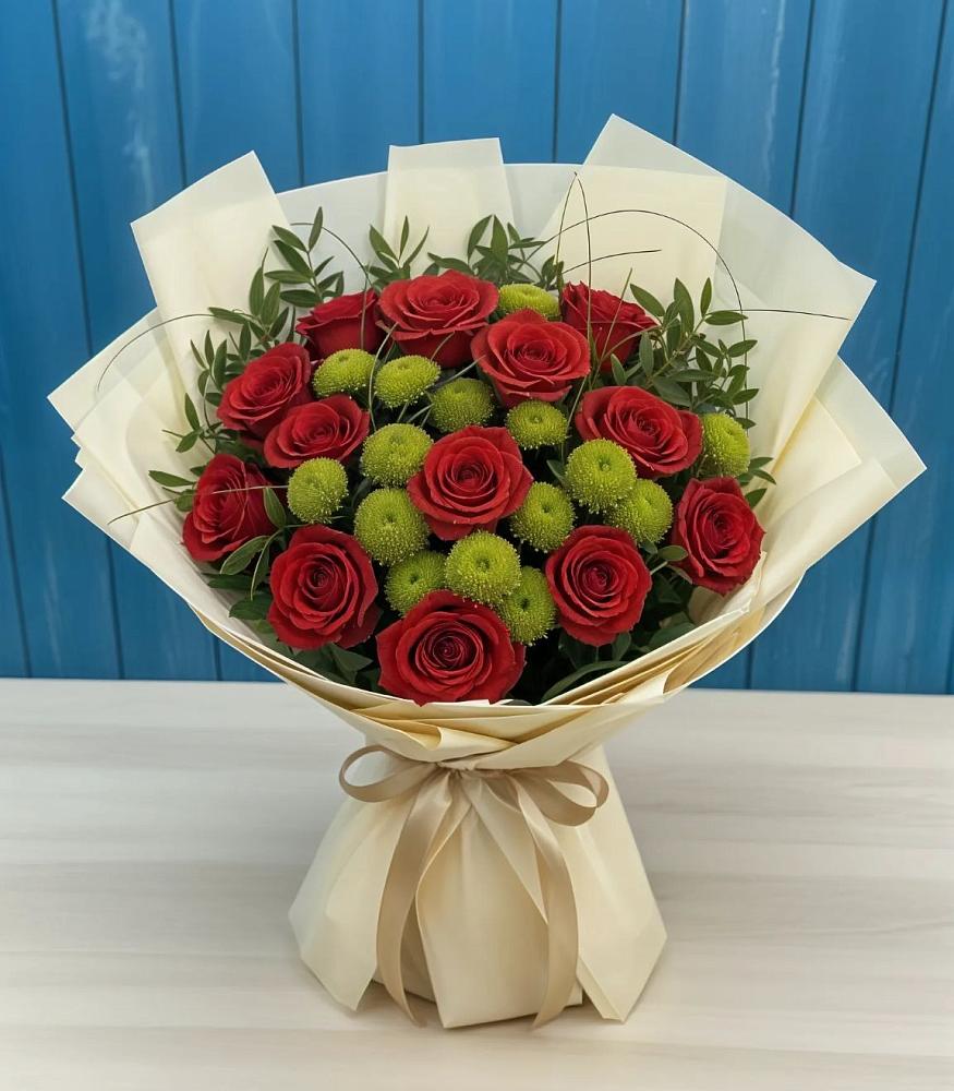 Букет Стихотворение в Новодмитриевской Букет цветов из: Розы и Хризантемы в Новодмитриевской