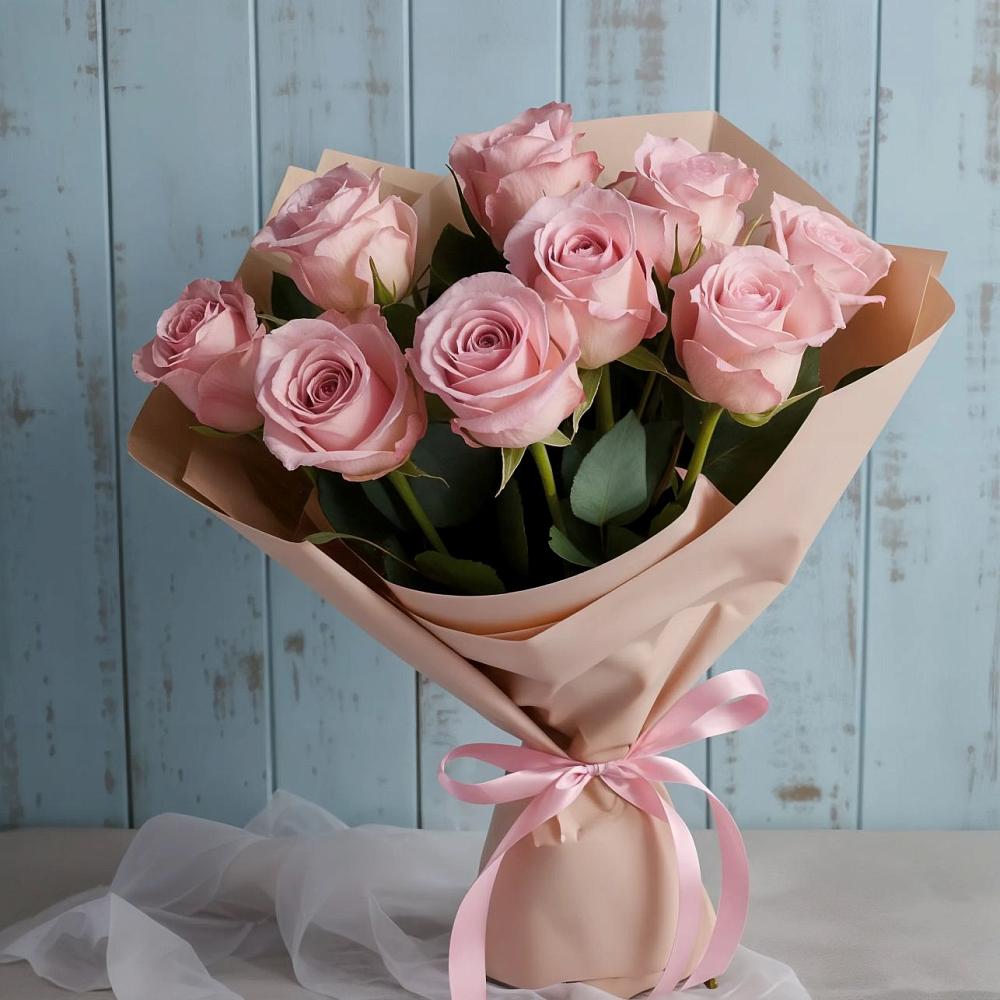 9 розовых роз в Новодмитриевской Букет цветов из: Розы в Новодмитриевской