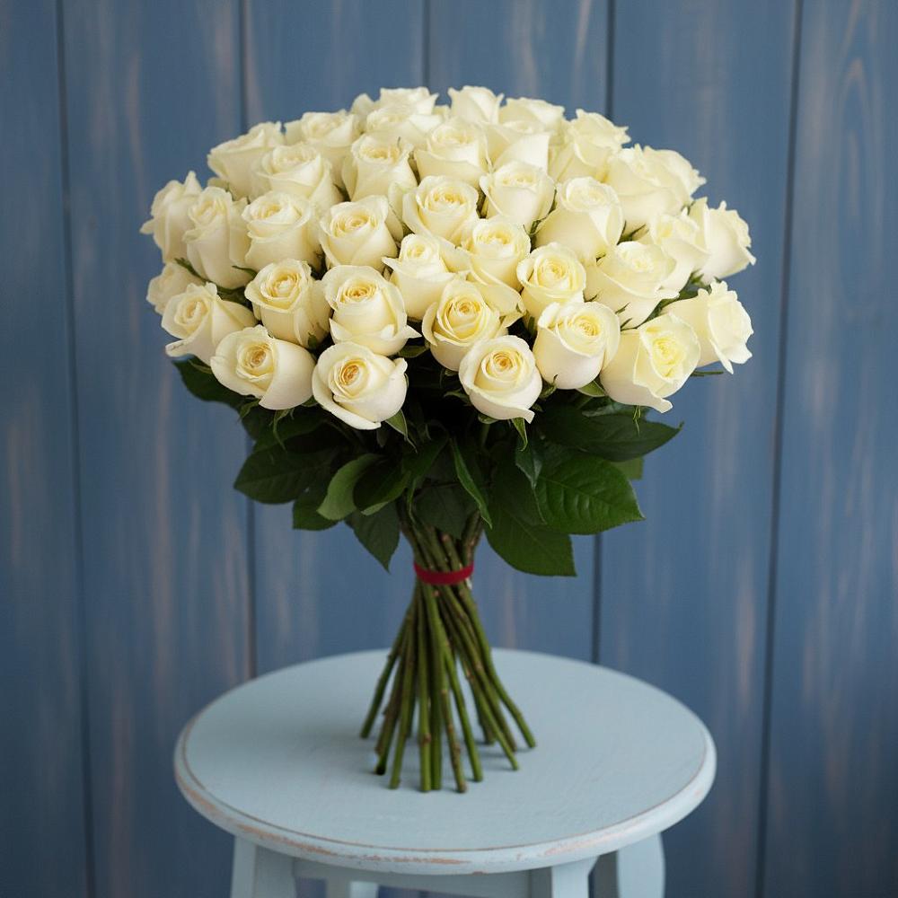 51 Белая роза Эдлесс Лав в Новодмитриевской Букет 51 Белая роза Эдлесс Лав в Новодмитриевской