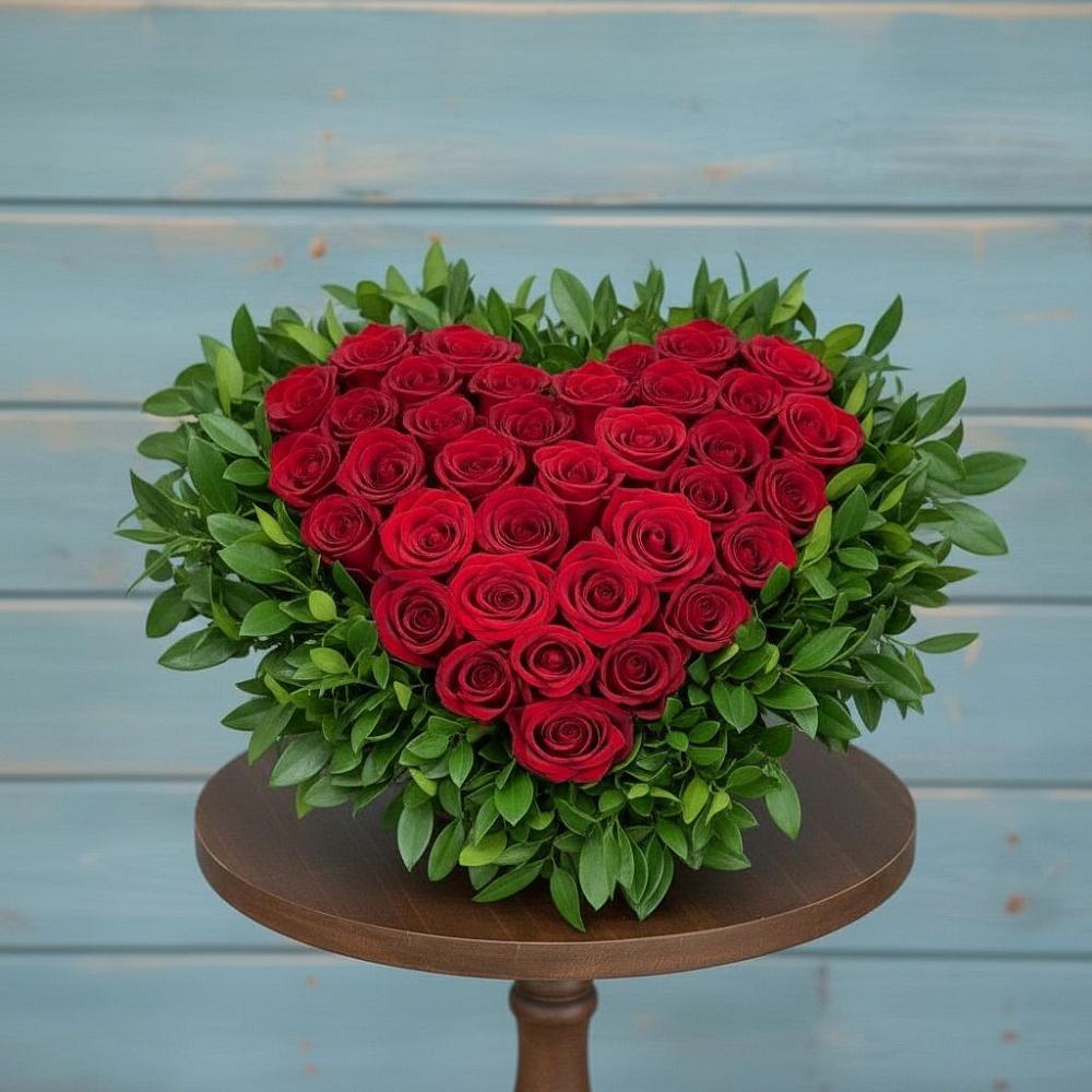 Композиция Сердце в любви в Новодмитриевской Цветочная композиция из Розы в виде сердца в Новодмитриевской