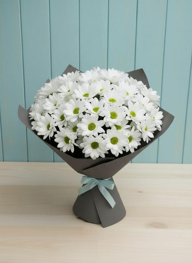 Букет белые хризантемы в Новодмитриевской Букет цветов из: Хризантемы в Новодмитриевской