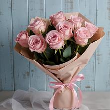 9 розовых роз в Новодмитриевской Букет цветов из:  Розы в Новодмитриевской