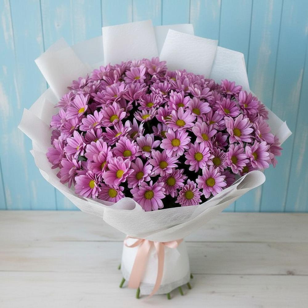 Букет сиреневая охапка в Новодмитриевской Букет цветов из: Хризантемы в Новодмитриевской