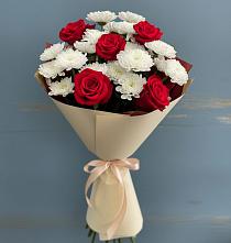 Букет романтическая гармония в Новодмитриевской Букет цветов из:  Розы и Хризантемы в Новодмитриевской