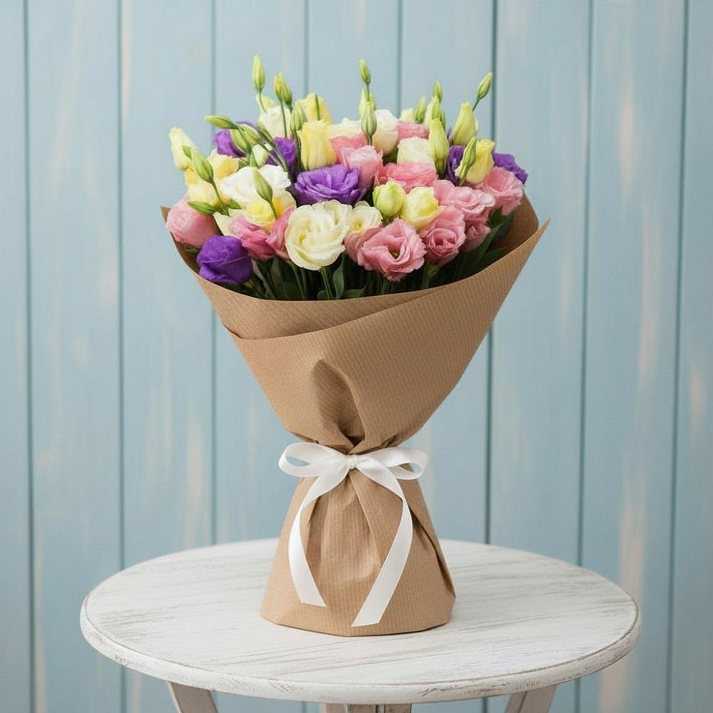 Букет Цветная эустома в Новодмитриевской Букет цветов из: Лизиантусы в Новодмитриевской