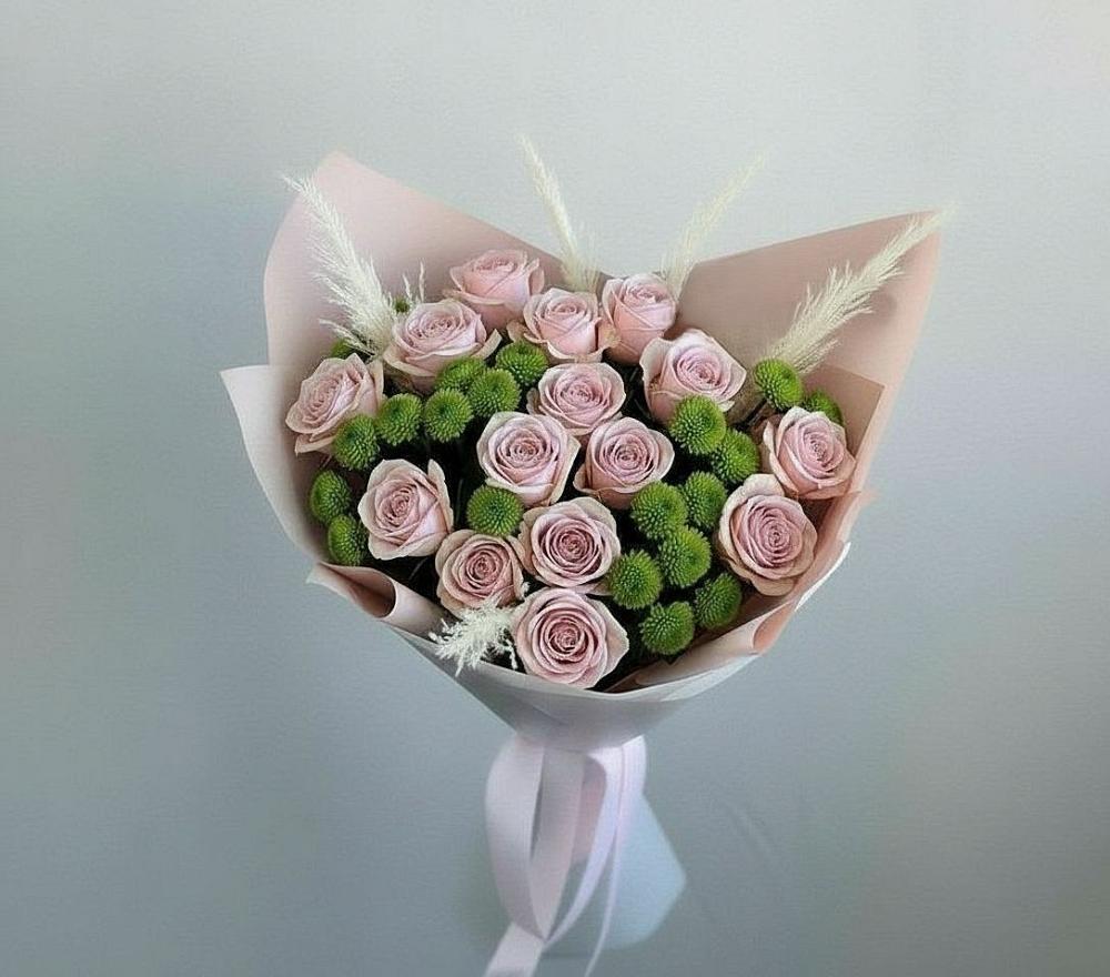 Букет доброе утро в Новодмитриевской Букет цветов из: Розы и Хризантемы в Новодмитриевской